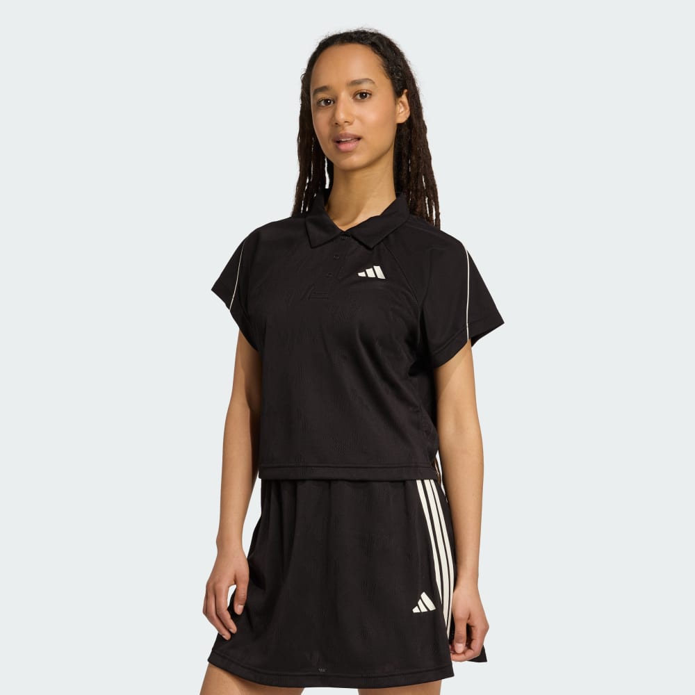 

Футболка Adidas Stadium 3-Stripes Tennis Inspired Jacquard Polo Tee, цвет Black/Off White