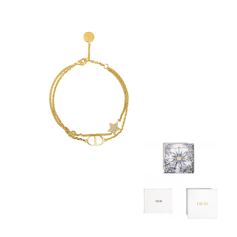 

DIOR Кристальный металлический браслет женский золотой