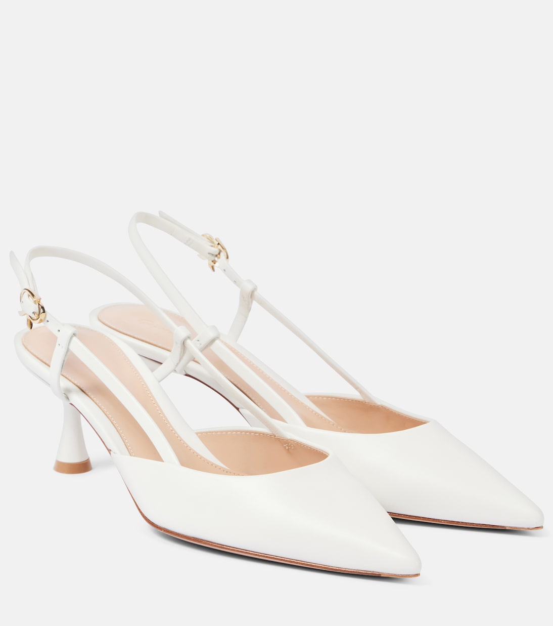 Бежевые кожаные туфли-лодочки Bridal Ascent 55 на ремешке Gianvito Rossi, белый