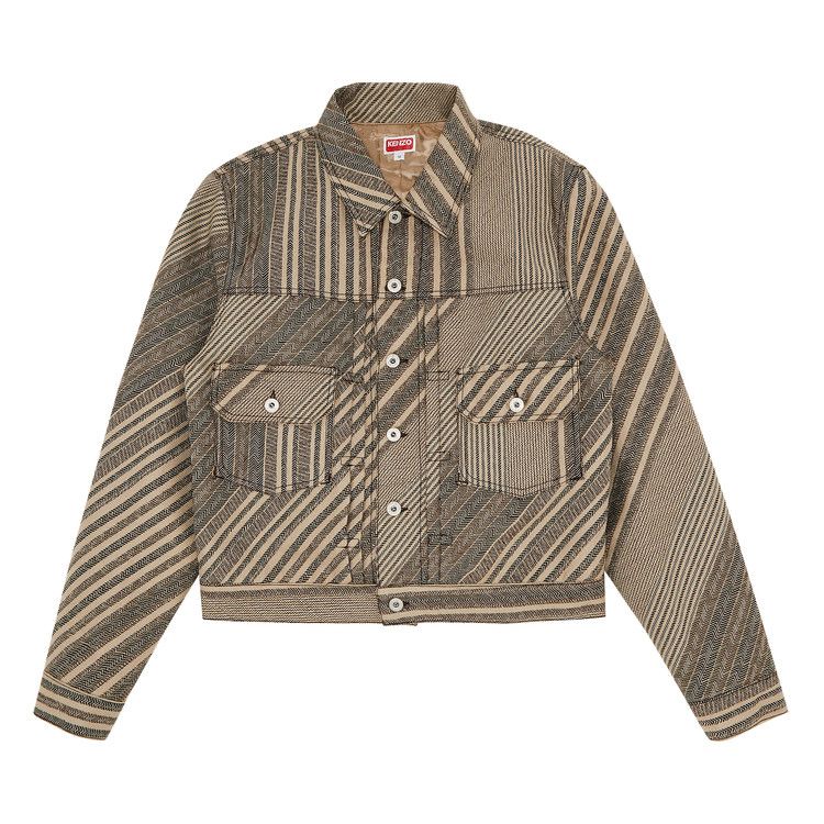 

Куртка Kenzo Diagonal Stripe Slim Pleated Trucker Jacket, Beige