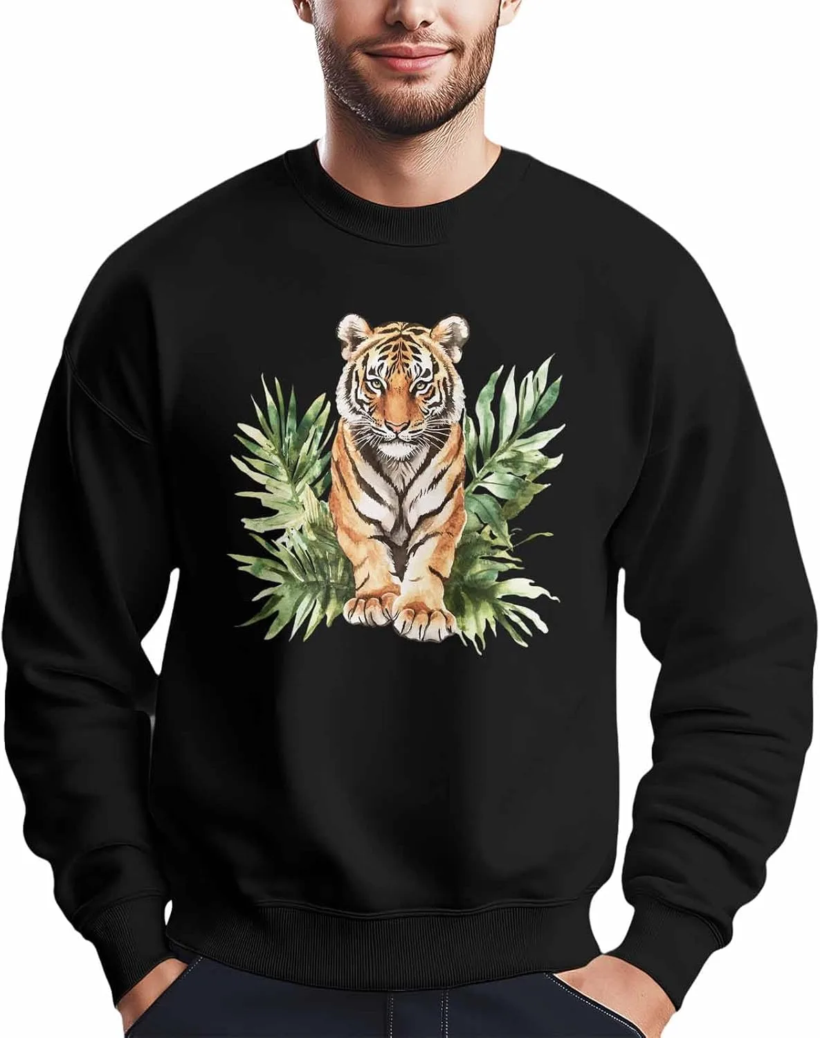 

Мужской свитшот с принтом тропических растений Tiger Green Winvebermior