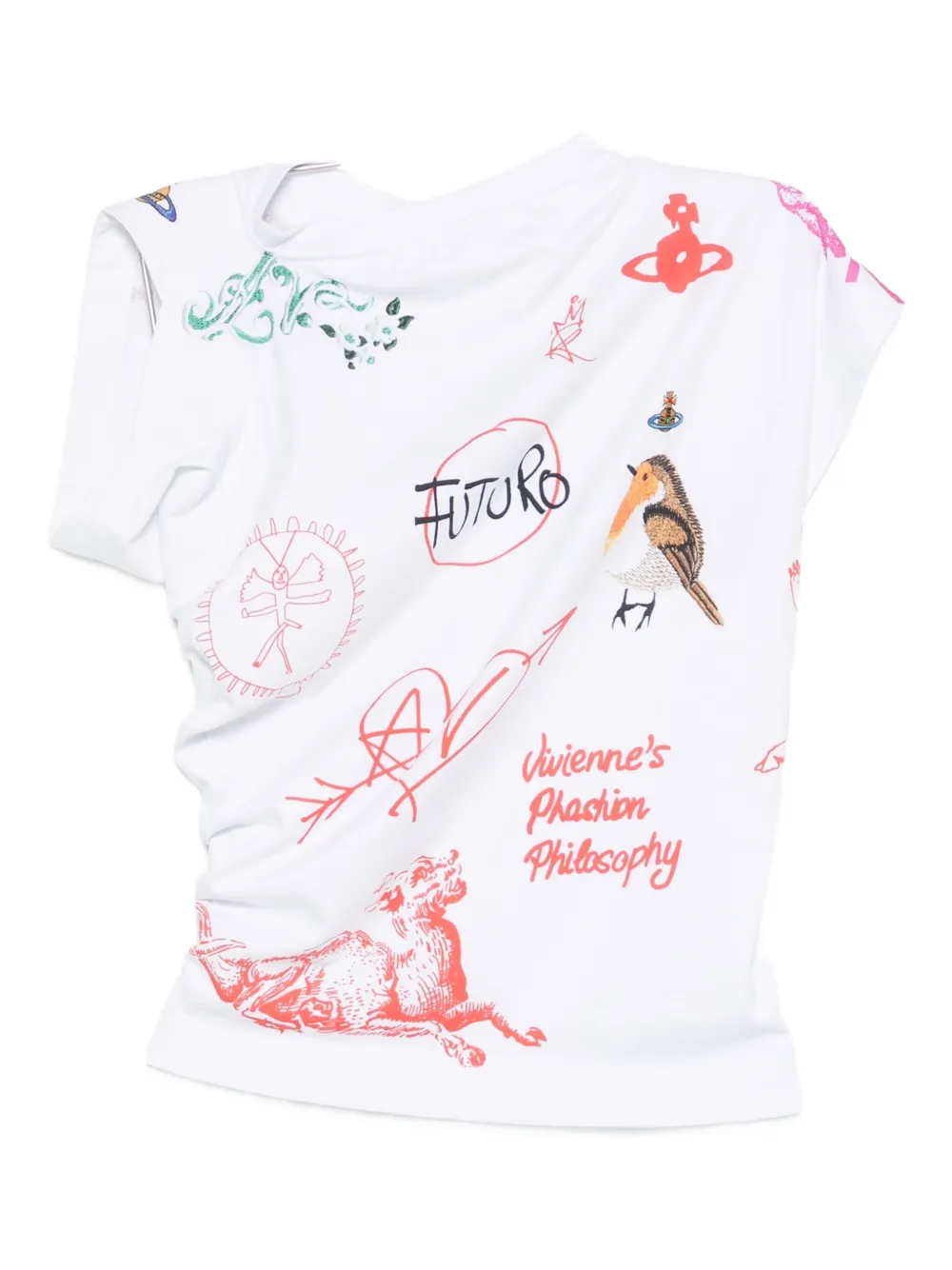 

Топ с короткими рукавами и графическим принтом Vivienne Westwood, белый