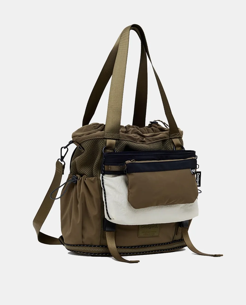 

Маленький рюкзак из искусственной кожи с нашивками Desigual, хаки