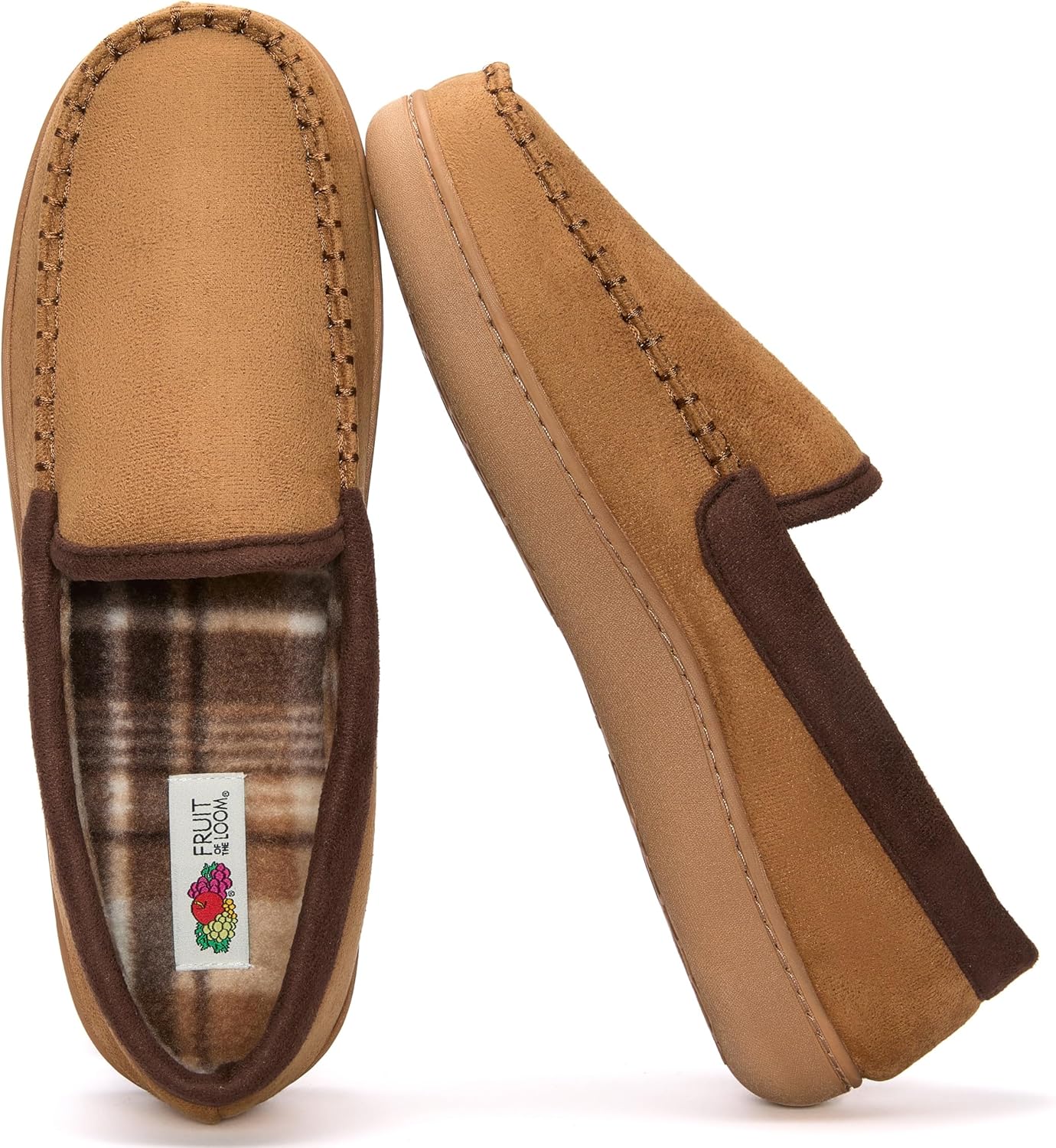 

Мужские домашние тапочки Fruit of the Loom с эффектом памяти, для дома и улицы - мягкие уютные тапочки из микрозамши, теплые домашние тапочки, размеры 7-14, Tan