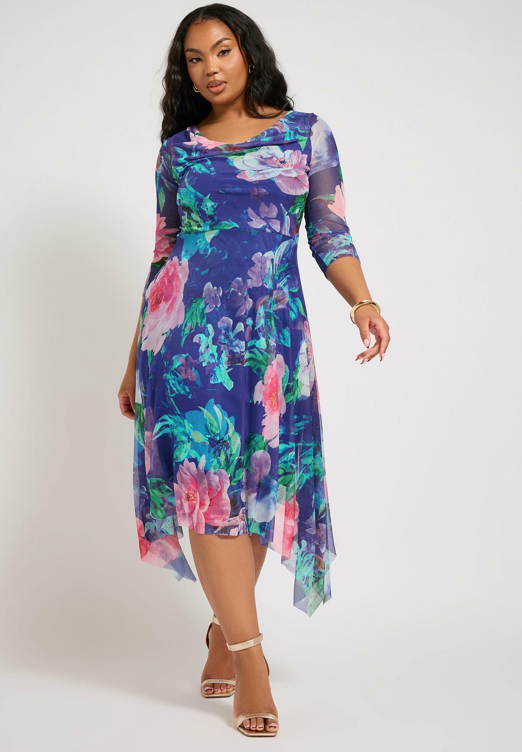 

Повседневное платье FLORAL ASYMMETRIC Yours Clothing, синий