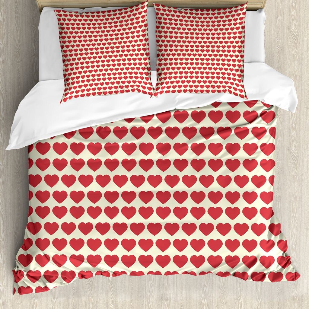 

ABAKUHAUS Valentine комплект пододеяльников для двуспальных кроватей, яркие красные сердечки, защита от клещей, подходит для аллергиков, с наволочками, темно-коралловый цвет слоновой кости, Красный, ABAKUHAUS Valentine комплект пододеяльников для двуспаль