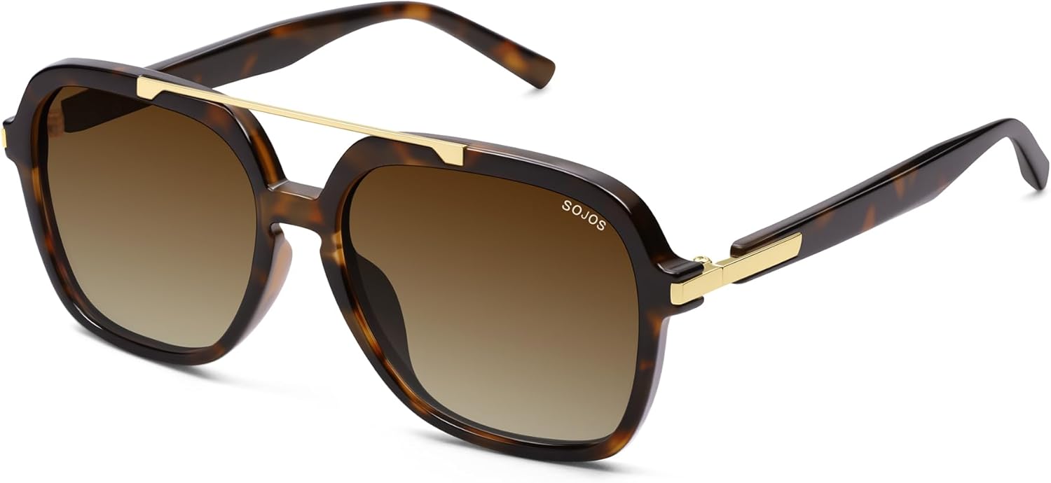 

Солнцезащитные очки-авиаторы SOJOS в стиле ретро с поляризацией для женщин и мужчин, модные квадратные солнцезащитные очки-авиаторы в стиле 70-х и 80-х годов SJ2672, Brown Tortoise/Brown
