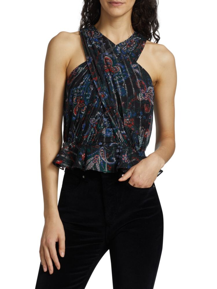 

Топ Kailani с эффектом металлик Veronica Beard, цвет Black Multi