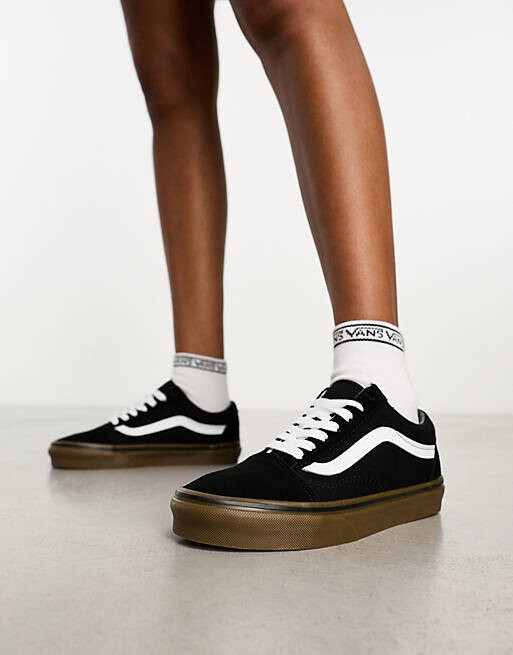 Черно-белые кроссовки на резиновой подошве Vans Old Skool — фото 2
