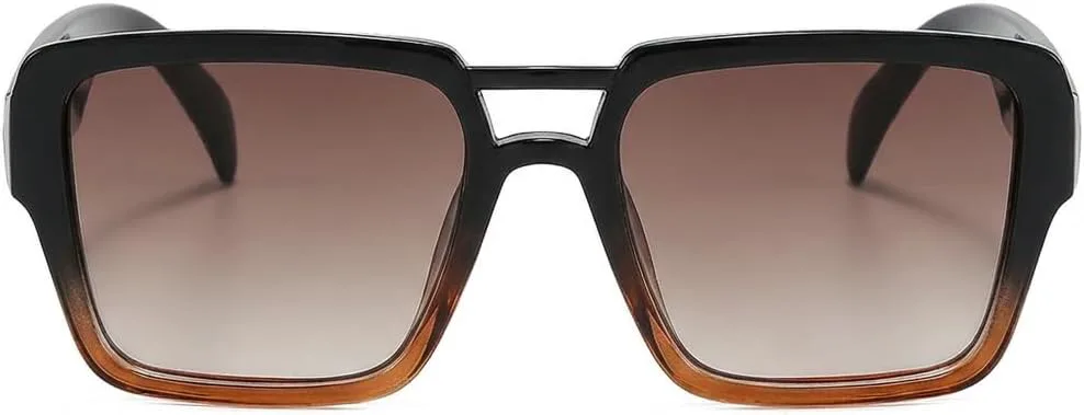 

Солнцезащитные очки Melrose Oversized Pilot для женщин и мужчин в стиле ретро 70-х годов, квадратная форма, двойная перемычка, защита UV400, Black Tea/Brown