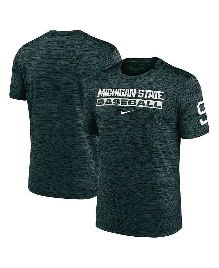 

Мужская зеленая бейсбольная футболка Michigan State Spartans Velocity Performance с надписью Wordmark Stack Nike