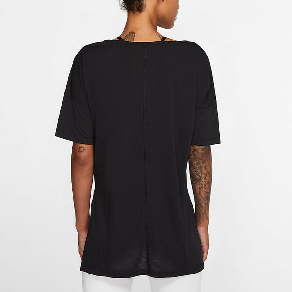 Футболка (WMNS) Nike AS W NK Dry LAYER SS Top Black, черный — фото 2