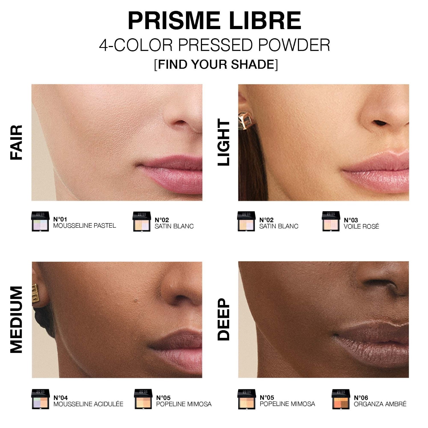 Пудра для лица prisme libre 4-color pressed powder Givenchy, n06 - organza ambré, вес 7 гр. — фото 4