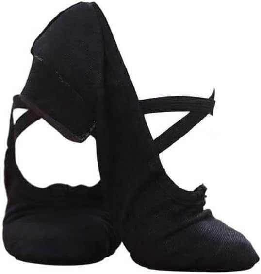 

Балетные туфли, танцевальные тапочки, эластичные балетные туфли из холста для взрослых, мягкие балетные туфли для танцев для женщин, девушек и мальчиков Generic, черный