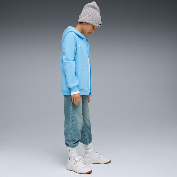 Футбольная толстовка с капюшоном на молнии для больших детей Manchester City Soccer Essentials Puma, синий — фото 3