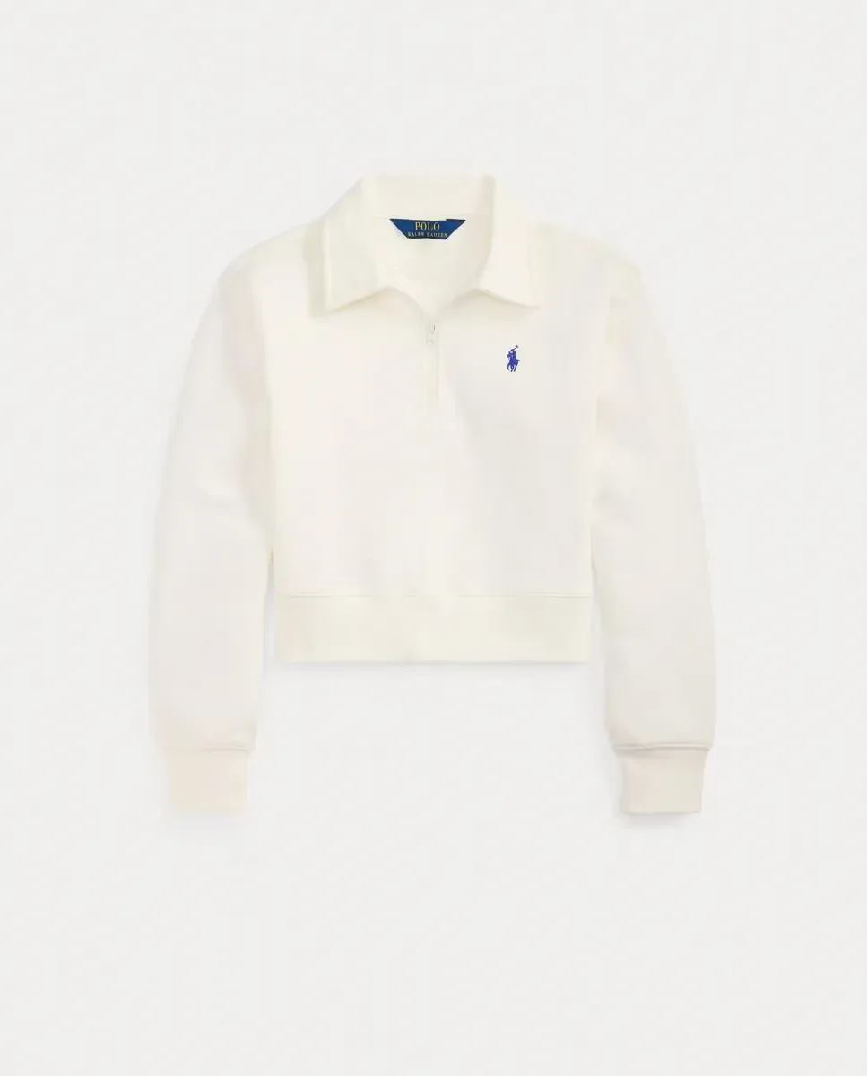 Детская толстовка из технической ткани с короткой молнией Polo Ralph Lauren, белый