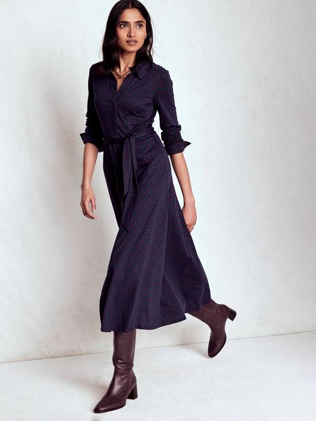 

Платье миди Marcia из хлопкового джерси в горошек Boden