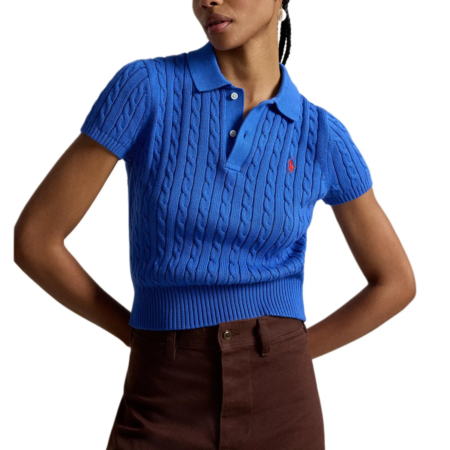 Кардиган Polo с вышитым пони, вязка коса Polo Ralph Lauren, Formal Blue — фото 3