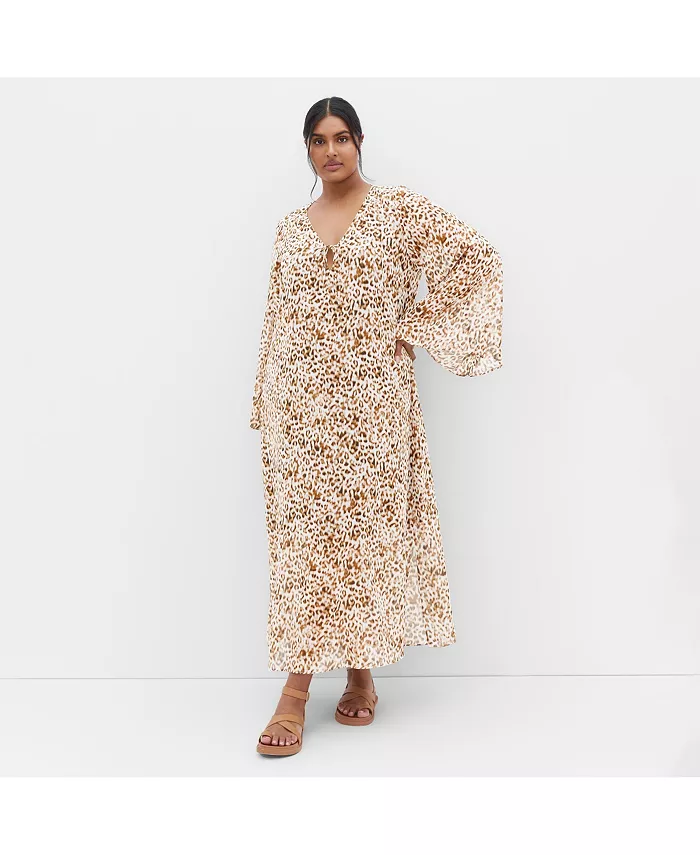 

Платье макси размера плюс с принтом Gigi CITY CHIC, коричневый