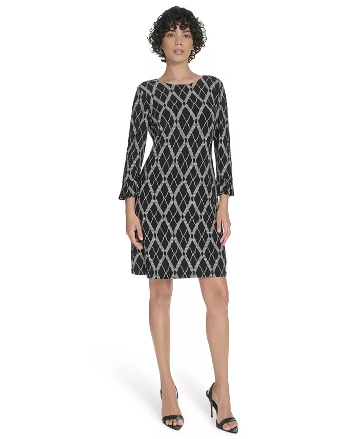 

Женское платье-лакросс с манжетами и складками, с узором «аргил» Tommy Hilfiger