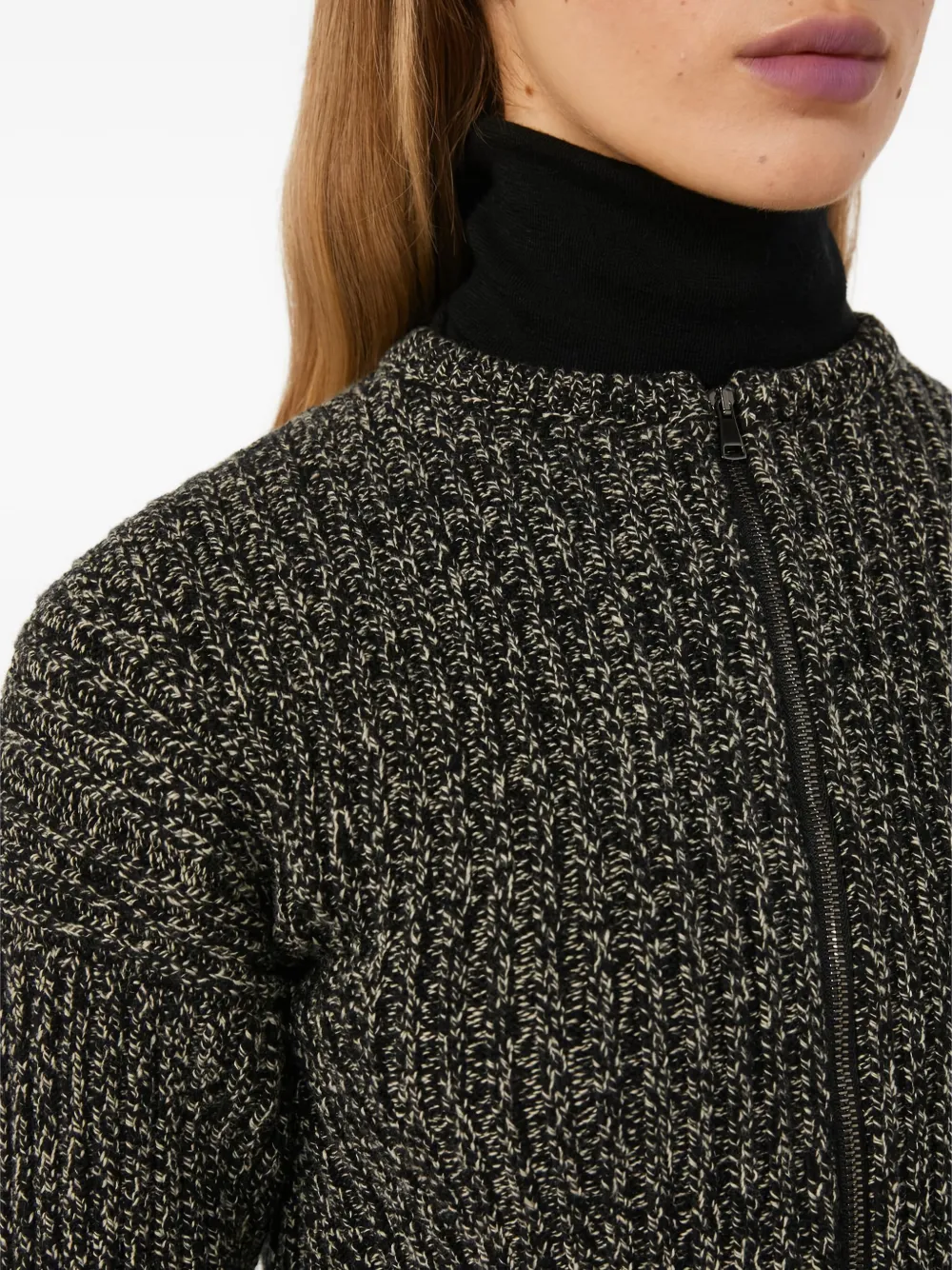 Кардиган с баской и рубчатой вязкой Kim Max Mara, черный — фото 3