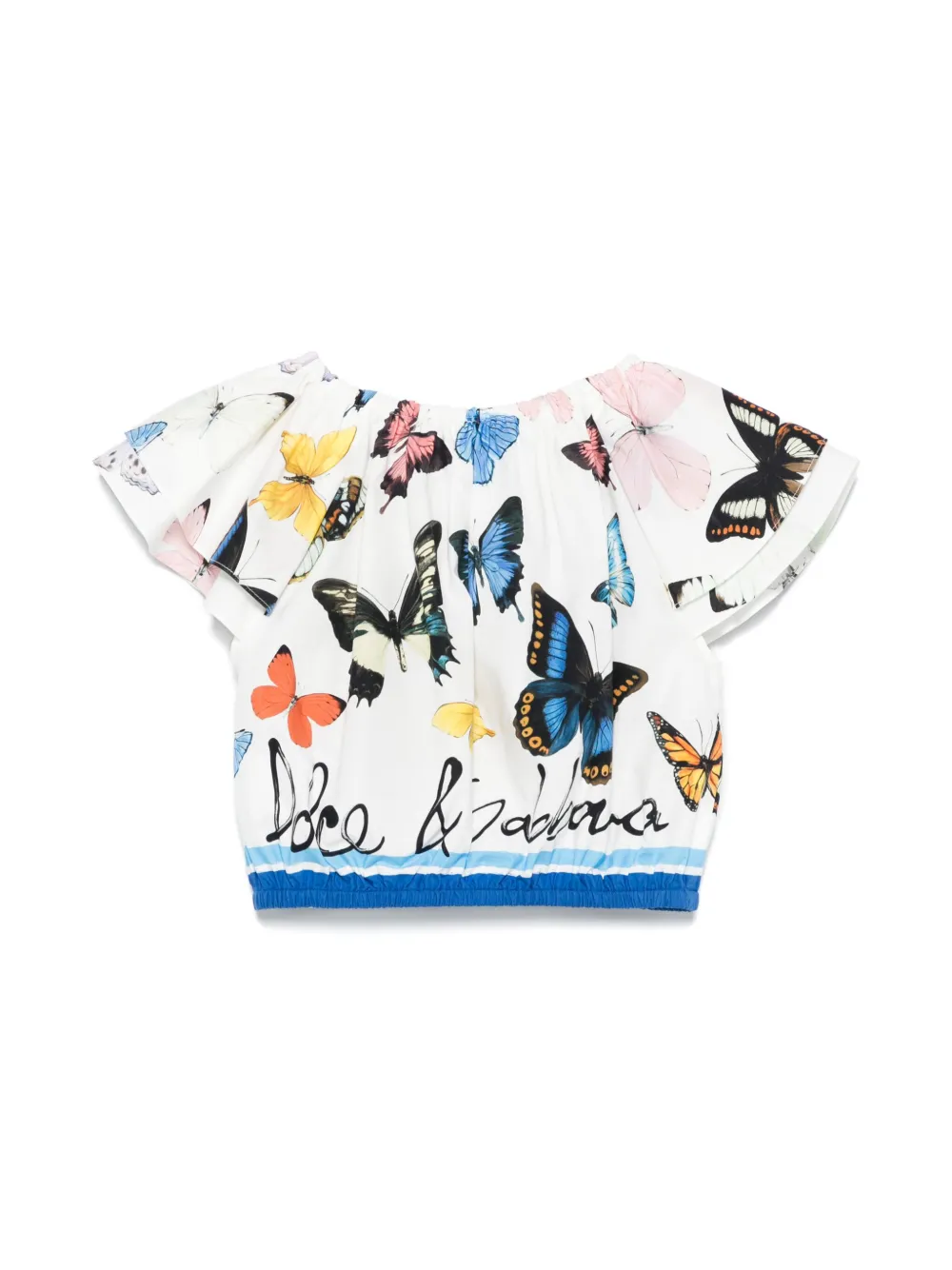 Поплиновая блузка с принтом Dolce & Gabbana Kids, белый — фото 2