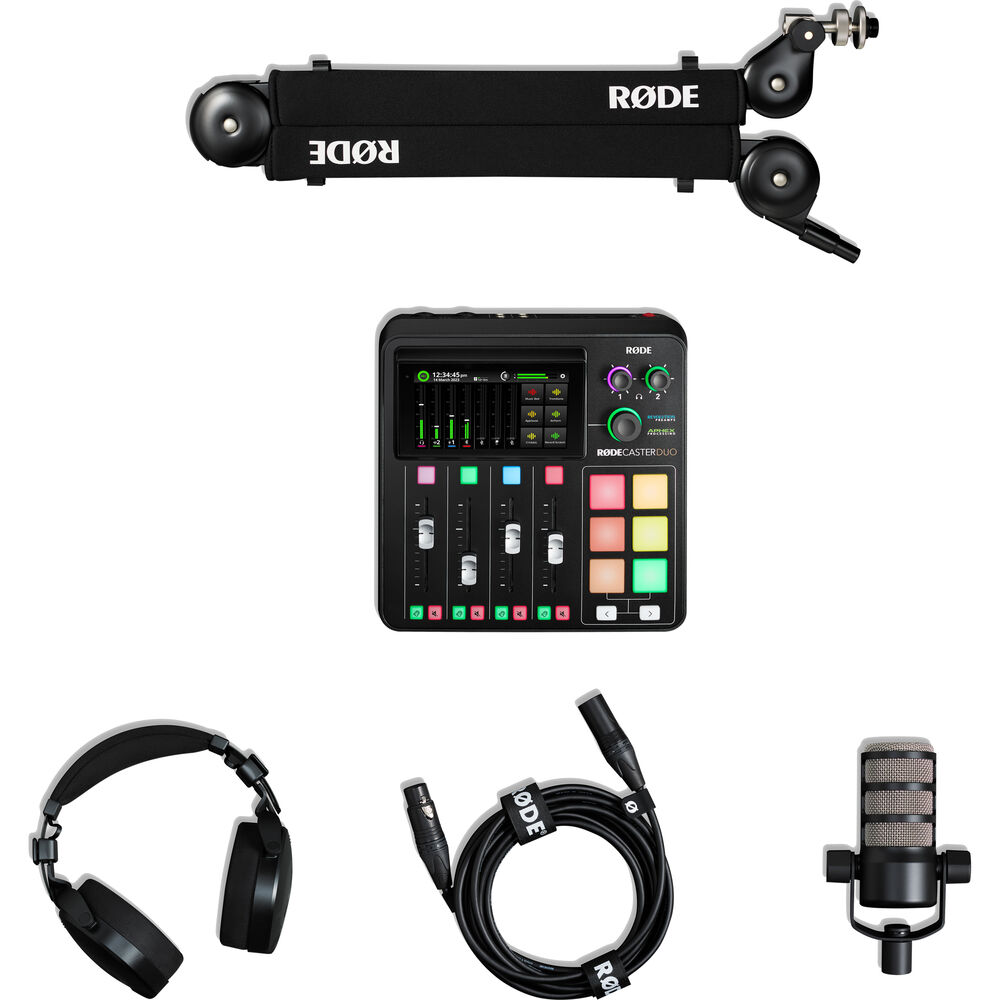 

Комплект для подкастинга RODE RODECaster Duo с микрофоном PodMic, студийной штангой, наушниками и кабелем