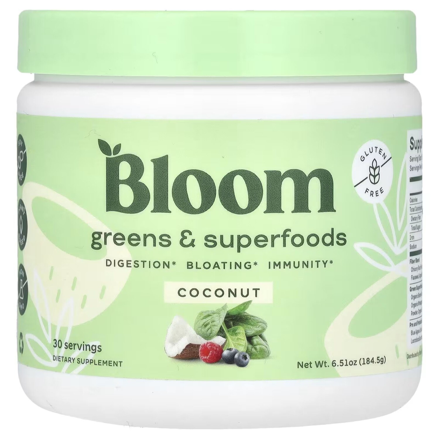 

Greens & Superfoods, кокос, 6,51 унции (184,5 г) Bloom
