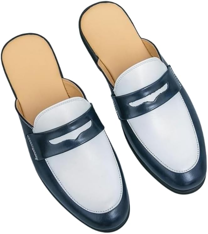 

Мужские сандалии-слипоны с заостренным носком - беззадние лоферы, верх из синтетической кожи, повседневные полуботинки Hoalox, синий