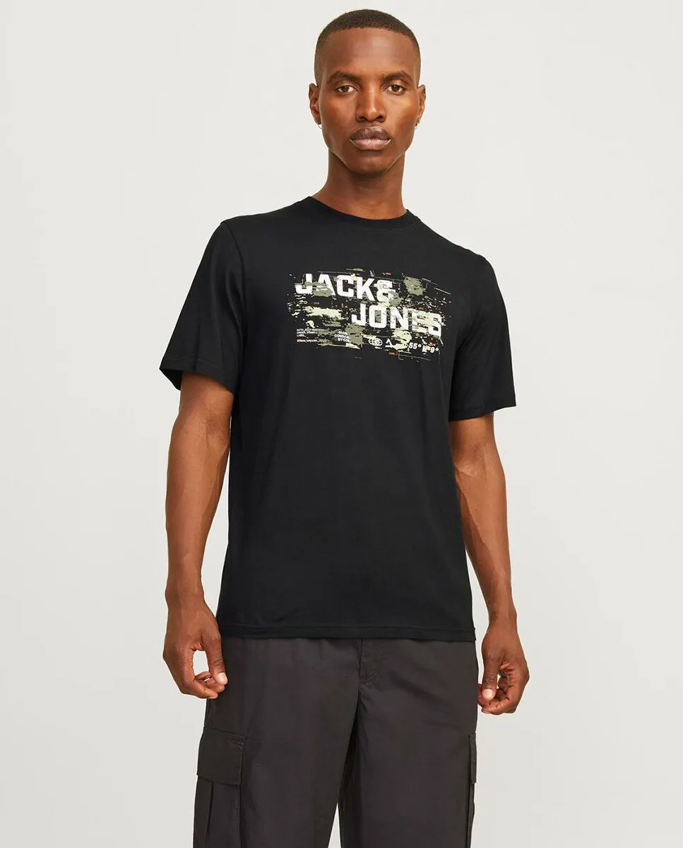 

Мужская футболка с короткими рукавами и принтом спереди Jack & Jones, черный