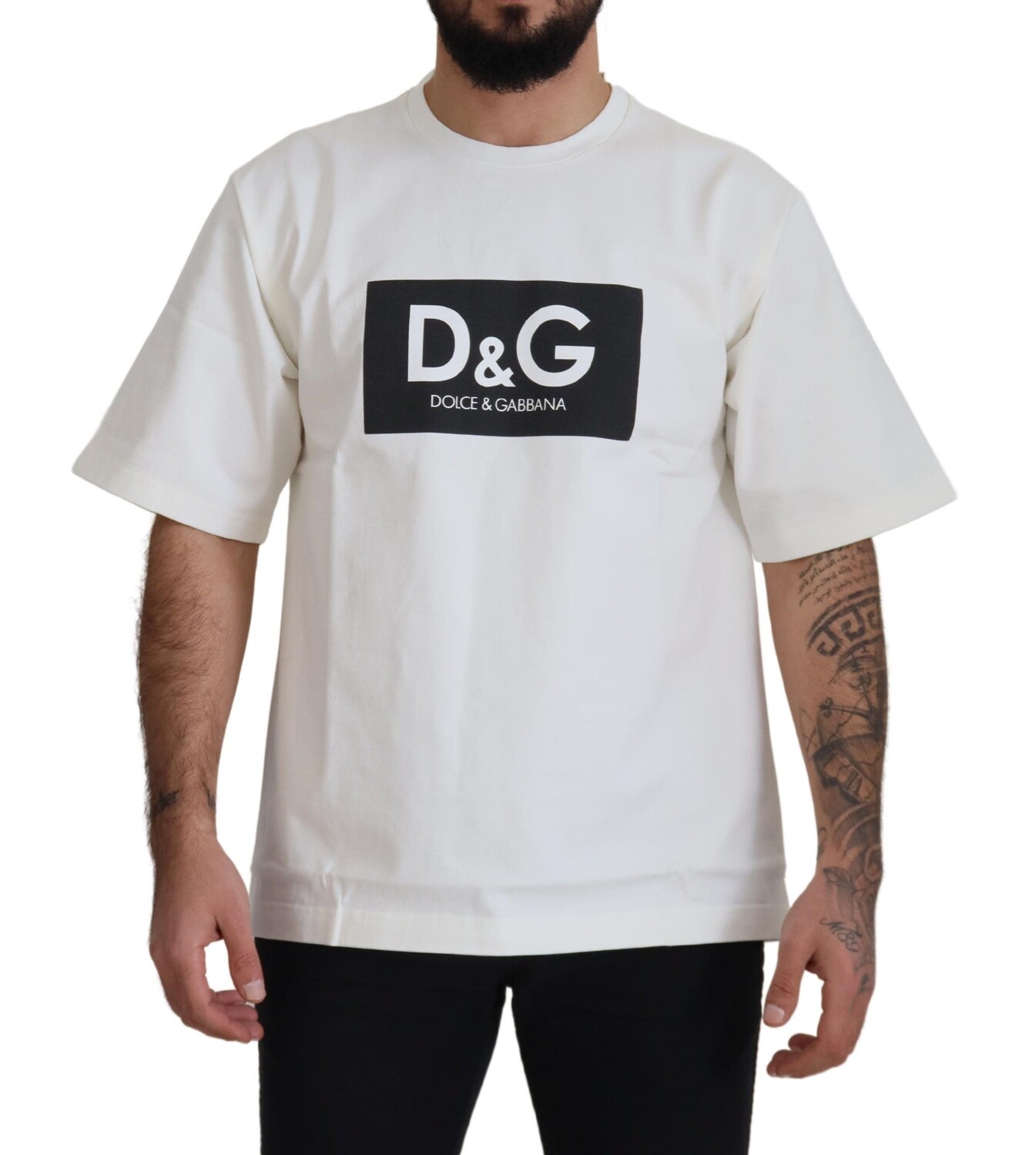 

Шикарная белая футболка с принтом логотипа Dolce & Gabbana