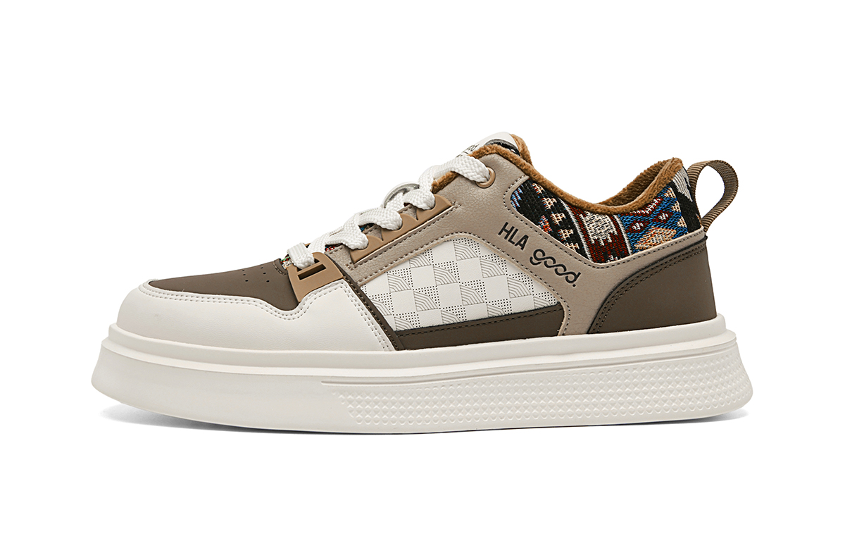 

Низкие скейтерские кроссовки мужские HLA, белый коричневый[Fleece-Lined]