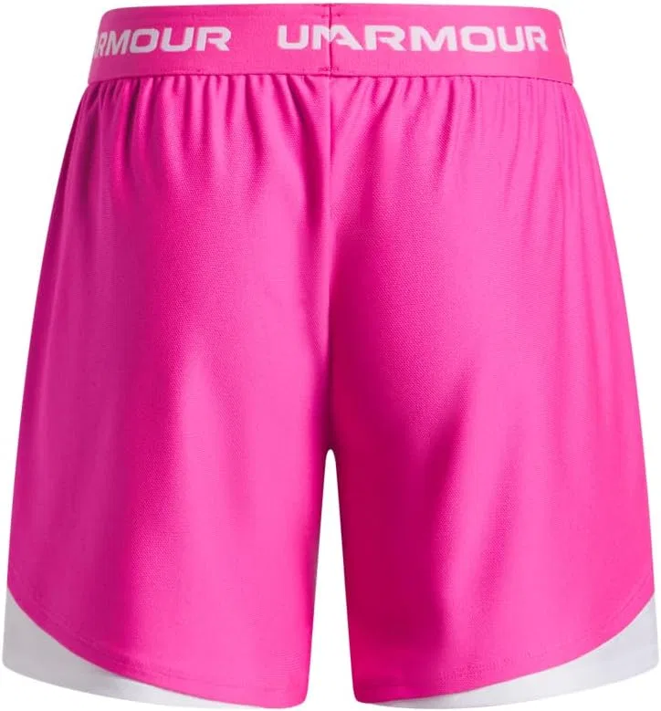 Шорты Under Armour Girls' Tech Play Up 5 Inch Shorts, (652) Rebel Pink/White/White — фото 2
