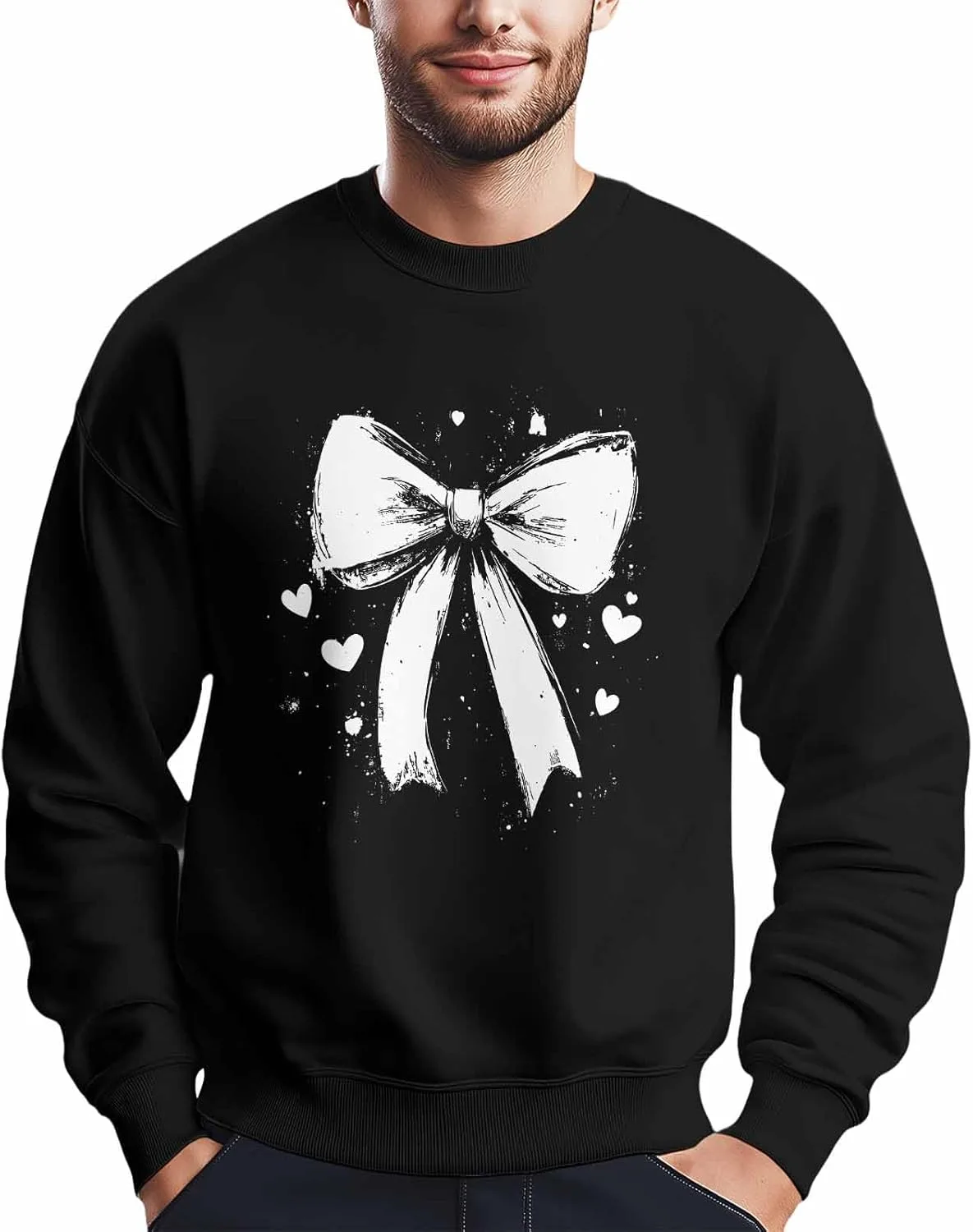 

Мужской свитшот с черным бантом, лонгслив Winvebermior