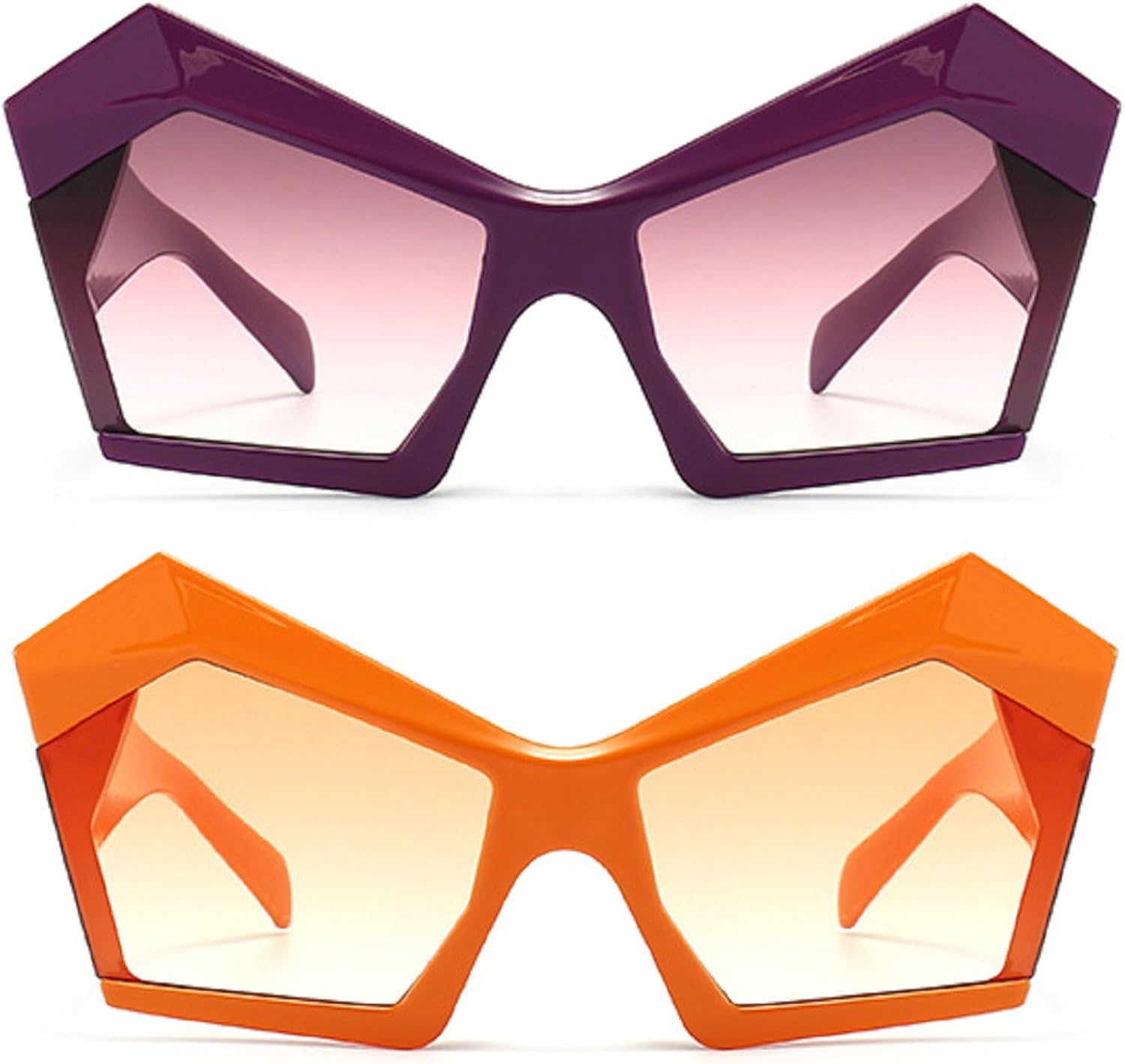

Большие солнцезащитные очки неправильной формы «кошачий глаз» для женщин, ретро-градиентные очки с защитой от УФ-излучения UV400, большие мужские солнцезащитные очки цвета шампанского mincl, 2pcs-purple&orange