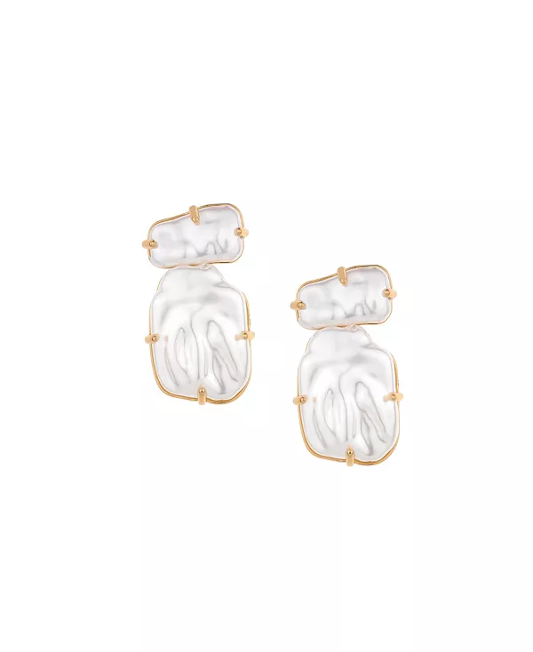 

Серьги с двумя искусственными жемчужинами, покрытые 18-каратным золотом Ettika, white