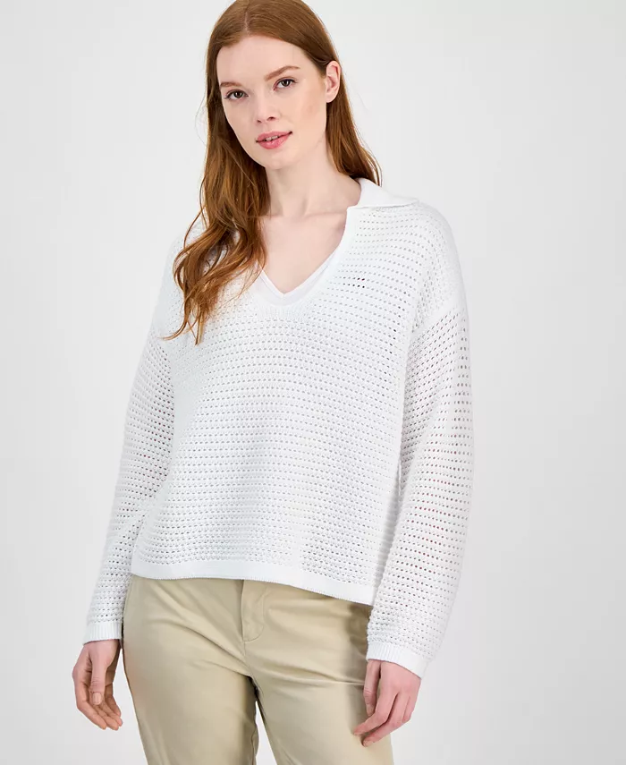 

Женский свитер с открытым воротом и открытыми петлями Tommy Hilfiger, белый