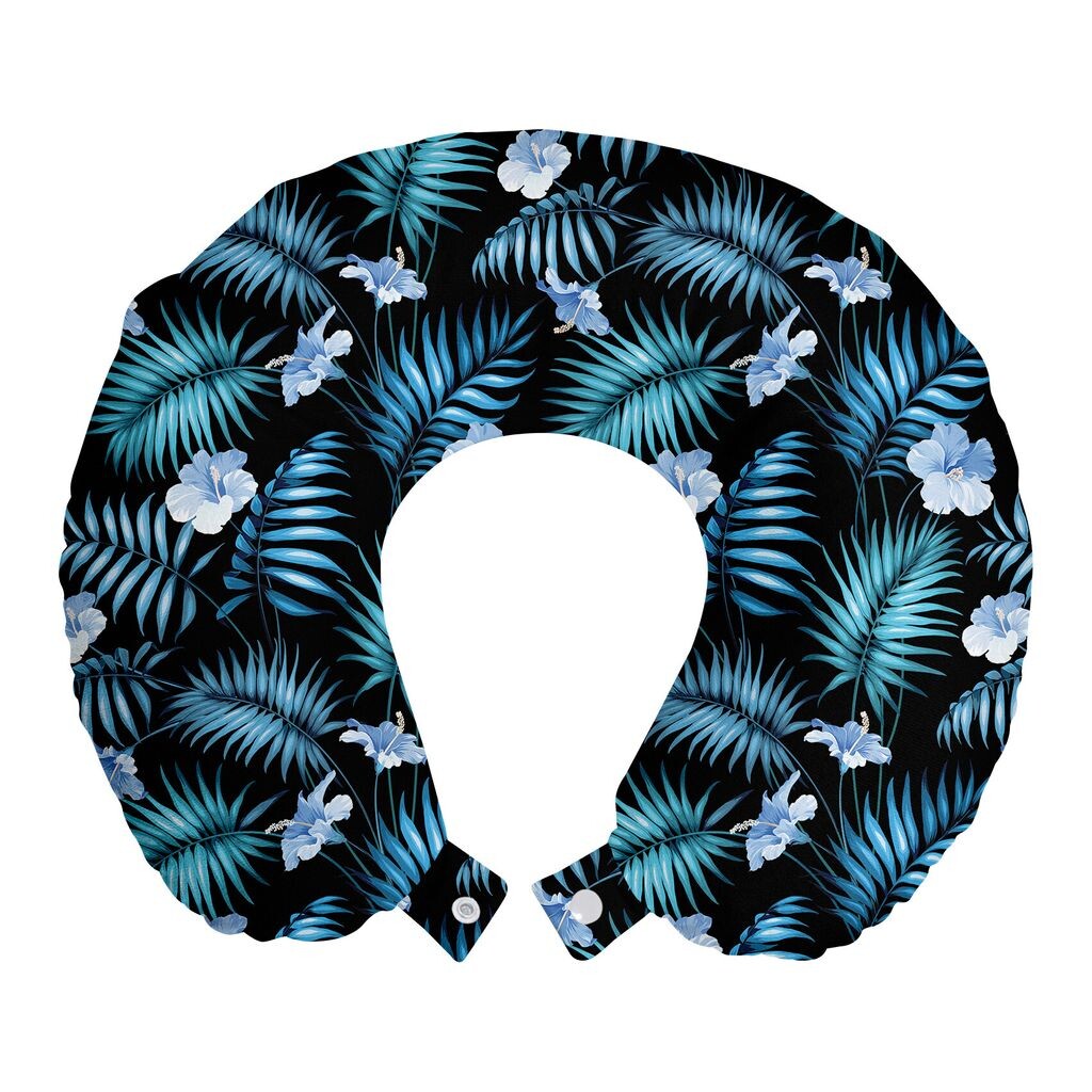 

ABAKUHAUS Botanical Travel Pillow Подушка для шеи, тропический лес в гавайских джунглях, пенопластовые дорожные принадлежности для самолета и автомобиля, 30x30 см, разноцветные