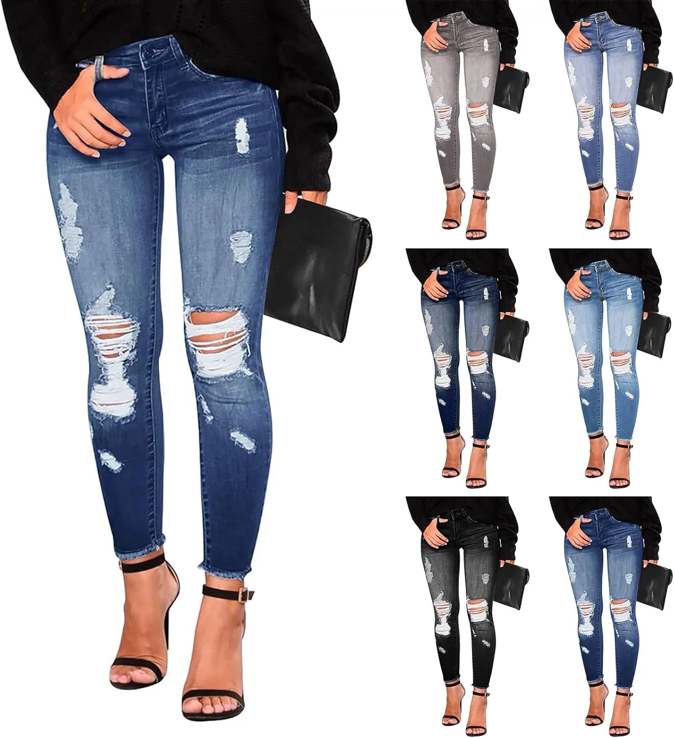 

Женские джинсы ripped skinny с высокой посадкой и эффектом контроля живота zmkgee