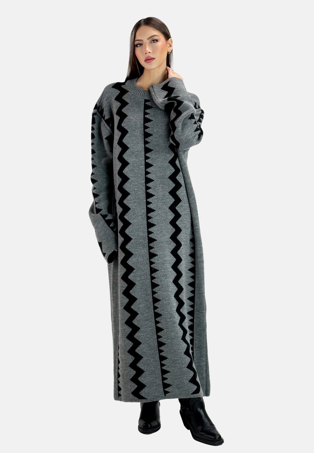 

Вязаное платье Vestito lungo Elara, темно-серый