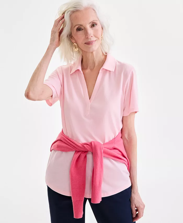 

Женская трикотажная рубашка-поло с коротким рукавом Style & Co, розовый