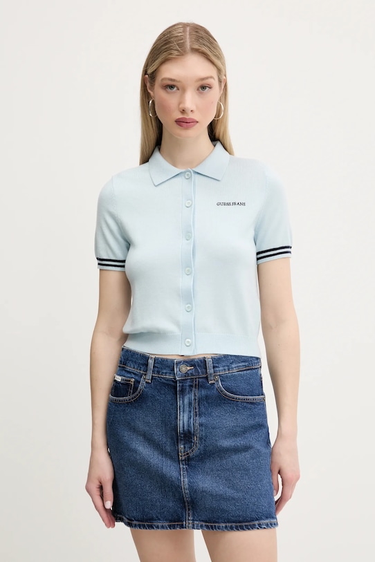 

Поло с добавлением шерсти Guess Jeans, синий
