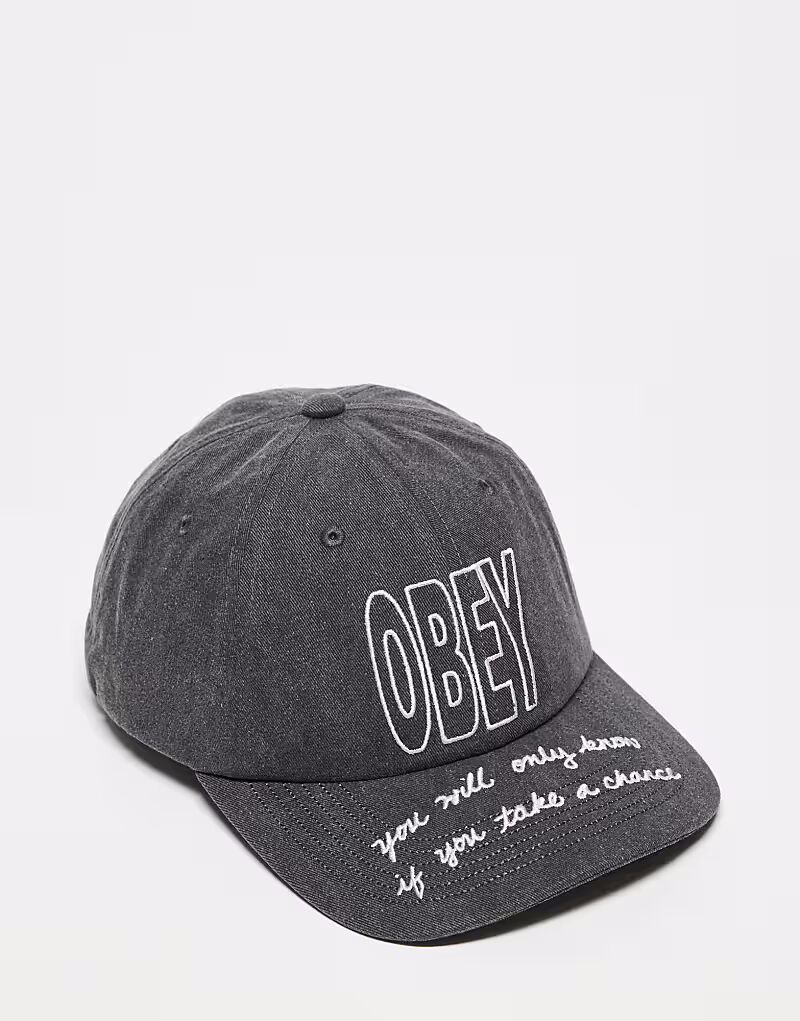 

Пигментная кепка Obey с логотипом, 6 панелей, черного цвета