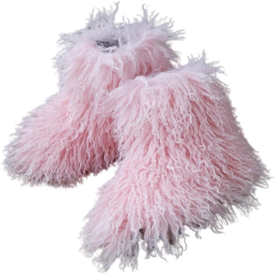 

Детские зимние пушистые теплые сапоги из искусственного меха с меховой опушкой, уютные монгольские ботильоны с мехом Auhoho, Light Pink