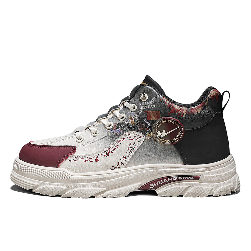 

Binary Амортизирующие противоскользящие износостойкие высокие повседневные туфли мужские бежево-красные