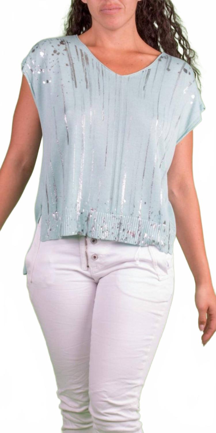 

Топ Oro Knit с круглым вырезом и короткими рукавами, цвет мятный Gigi Moda, мятный