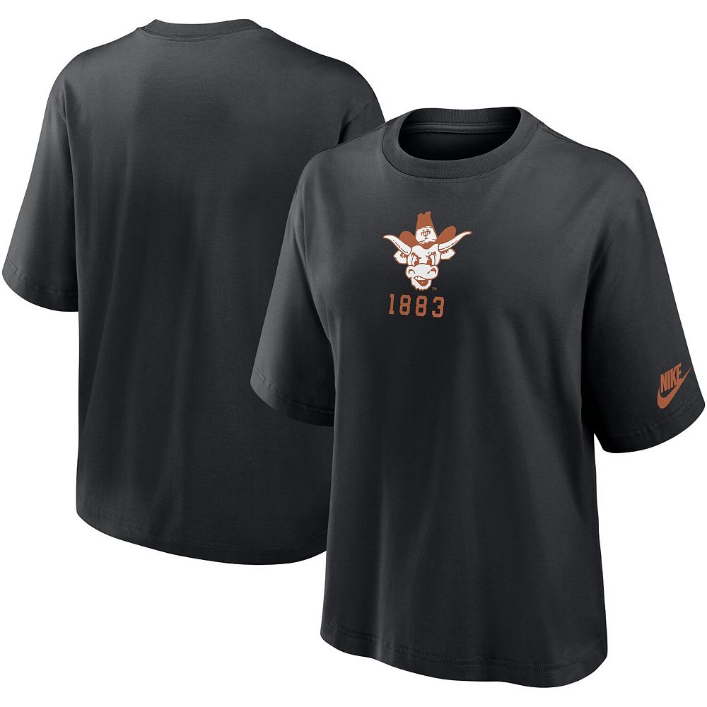 

Женская черная футболка Nike Texas Longhorns Boxy Legacy Founded, цвет Tex Black