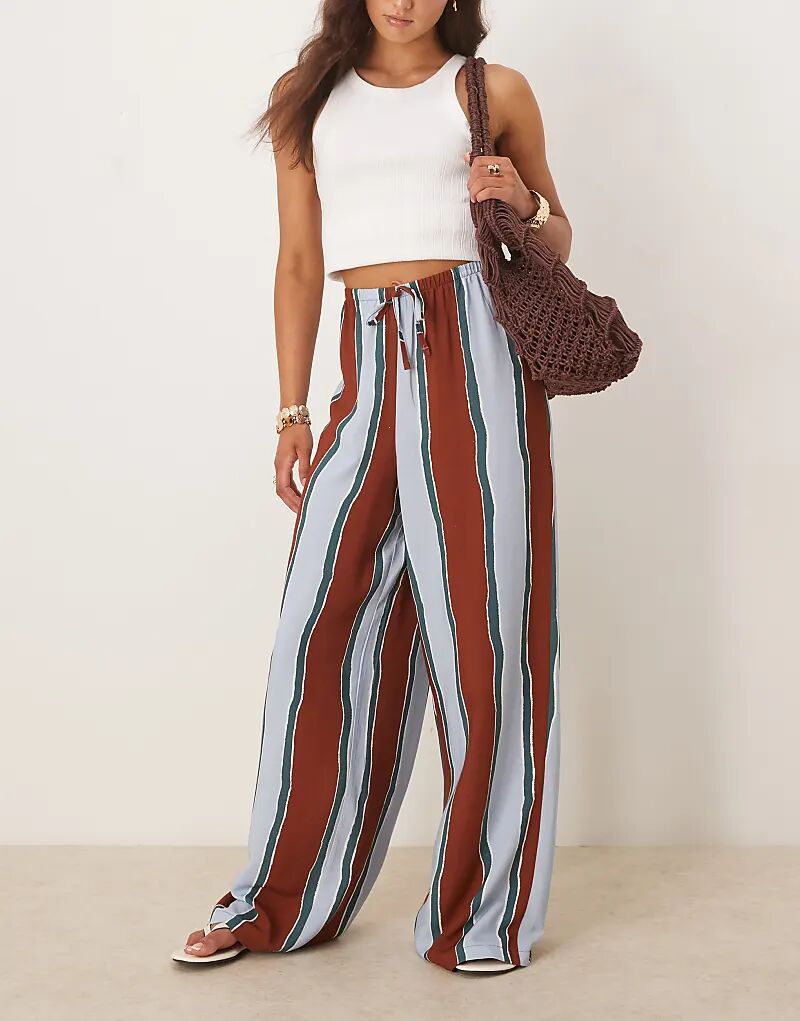 

Льняные брюки ASOS DESIGN в синюю широкую полоску