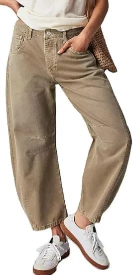 Джинсы женские с цветочным принтом A-khaki