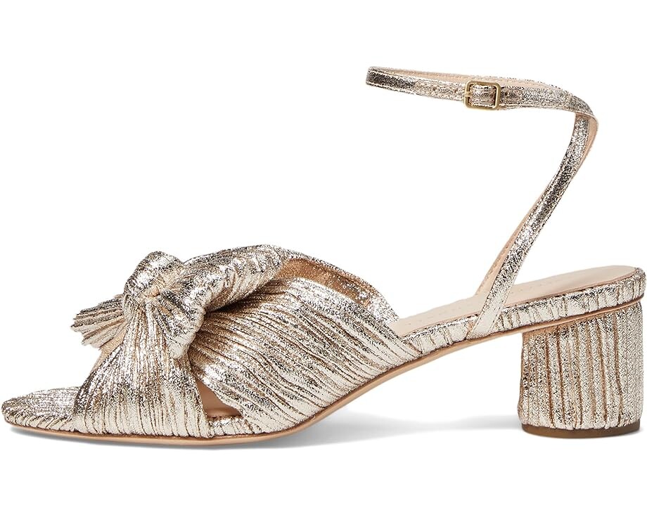 Туфли Loeffler Randall Dahlia Pleated Knot Mule with Ankle Strap, цвет Champagne — фото 4